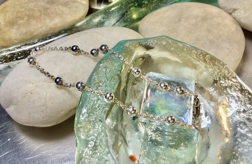 Genuine 925 Sterling Silver Ball & Chain Bracelet - Picture 10 of 13