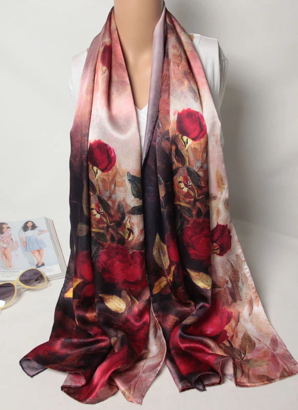 100 Silk Satin Women Scarf 67x20