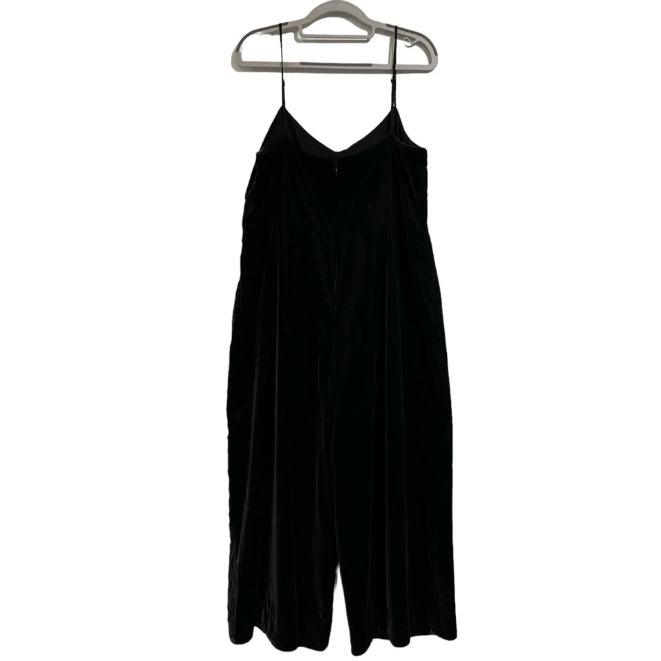 J Crew Jumpsuit Women M Black Velvet Wide Leg Cropped Sleeveless Witchy Cocktail - Image 2 of 4