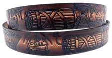 COAL MINING EMBOSSED GENUINE COWHIDE LEATHER BROWN BELT USA MADE
