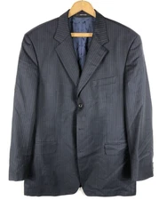 Hugo Boss Blazer Sport Coat Suit Jacket Navy Blue Pinstripe Mens 46L 46 Long