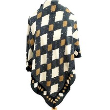 THE SPECIALTY HOUSE CHECK BLACK SQUARE silk scarf 33/32 in MADE IN ITALY A84