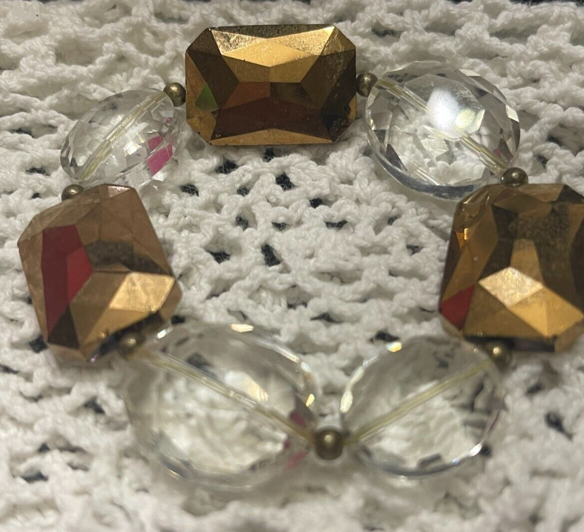 Brown Crystal Stretch Bracelet with Elastic Band-image