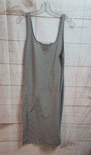 Zara Trafaluc Women’s Midi Bodycon Tank Dress Navy / White Stripe Sz L