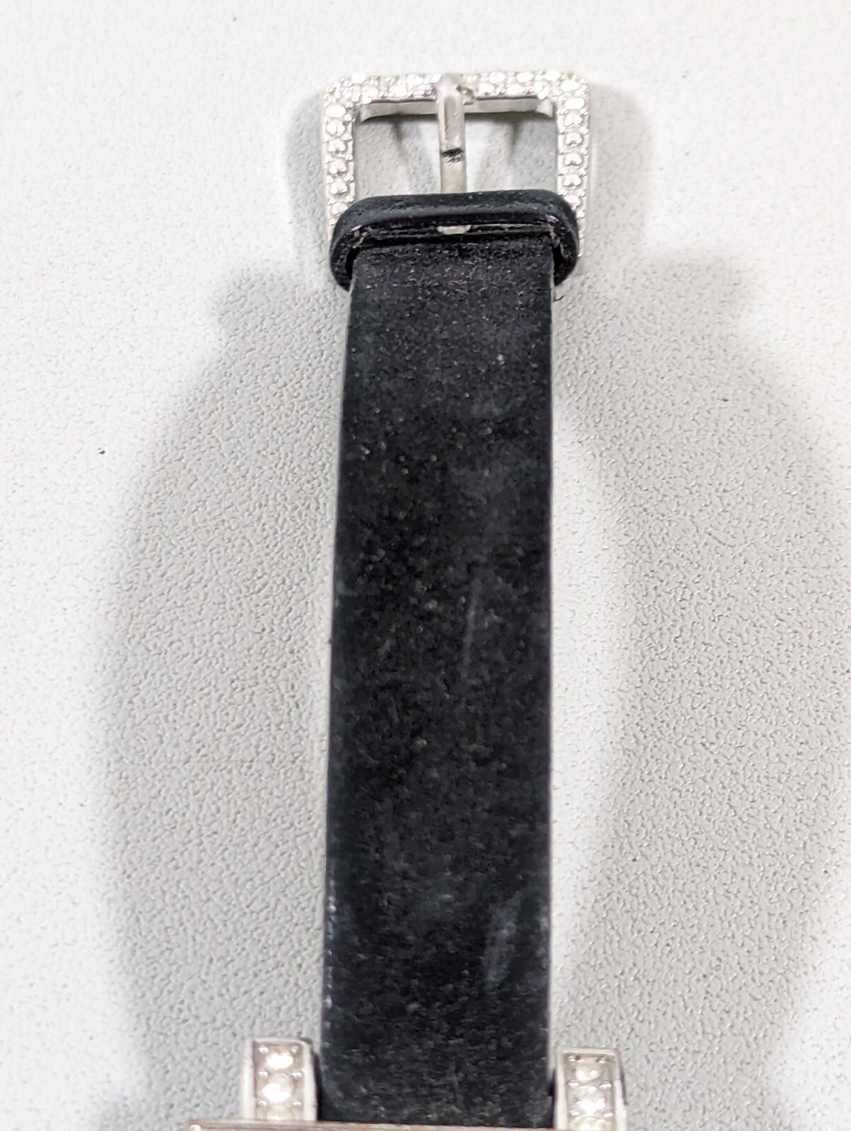 Silver Tone Crystal Accent Rectangle Case Black L… - image 2