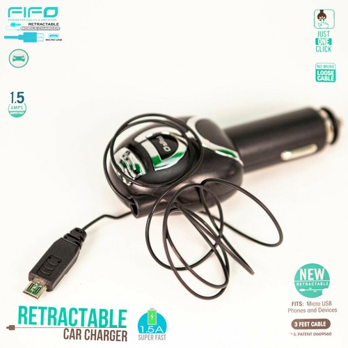 Car Charger Cable Retractable Universal Android iPhone Type-C Samsung 2IN1 - Picture 52 of 82