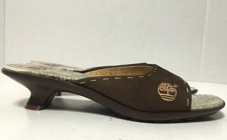 Sandali Timberland Mule tacco basso punta aperta slip on pelle marrone donna misura 7 5