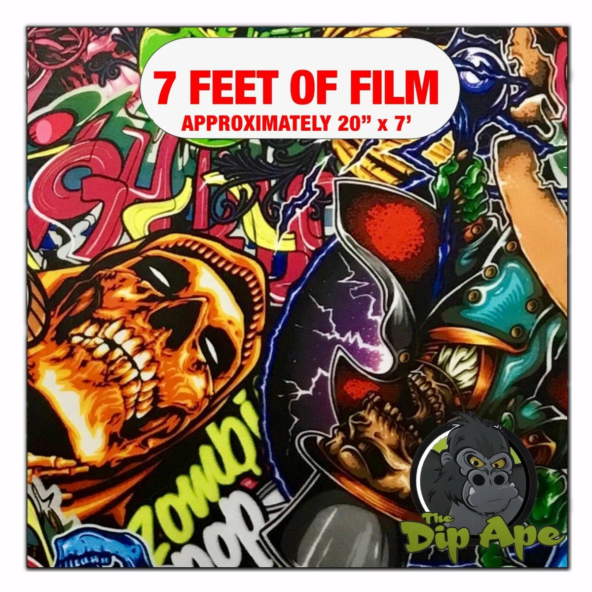 Hydrographic film Zombie Pop Sticker Bomb hydro dipping 7 x 20