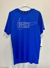 Nike Swim DRI-FIT Rash Guard Hydroguard Royal Blue Size Medium Mens NWT NESSD690