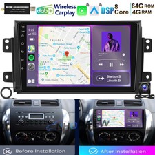 8-Kern 4+64GB Android 15 Carplay Autoradio GPS DAB+ Für SUZUKI SX4 Fiat Sedici