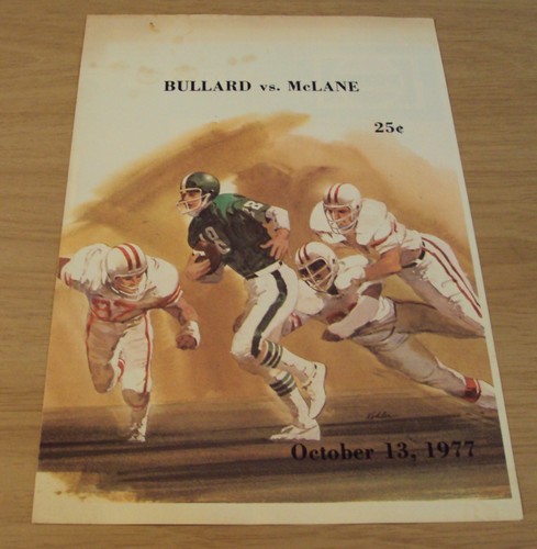 VTG October 13, 1977 High School FOOTBALL Program~"BULLARD vs McLANE"~Fresno CA~