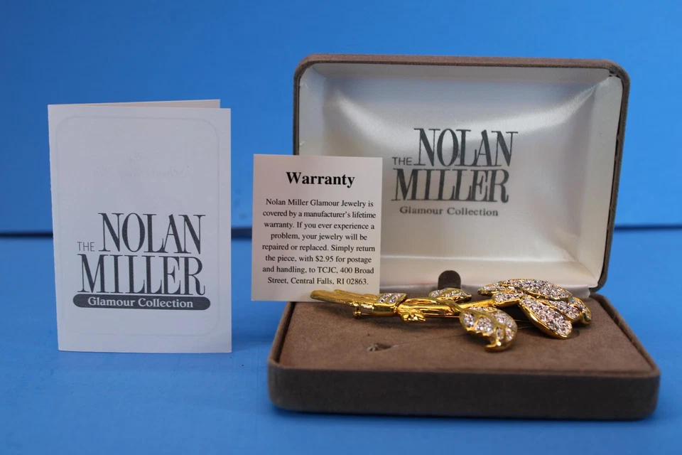 Винтажная Nolan Miller Гламурная Коллекция Золото ЛЮБОВЬ Розовые Стразы Брошь Коробка с Сертификатом подлинности 4" - Изображение 2 из 4