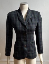 Vintage 1980s Green, Yellow, Red School Girl Plaid Blazer Jacket Button Size 0