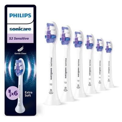 Philips Sonicare S2 Sensitive Ersatzbürstenköpfe Weiß 6er Pack sanfte Reinigung
