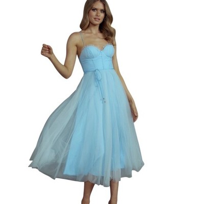 Selfie Leslie XL Smitten Sweetheart Blue Corset Fit & Flare Midi Dress NEW