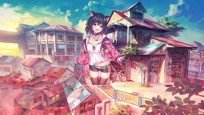 Anime cat ears girls Custom Gaming Mat Desk