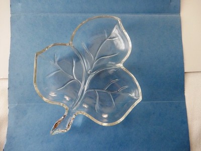 Three Section Glass Leaf Candy Dish