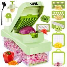 10-in-1 Vegetable Chopper – 6 Blade Veggie Chopper with Container, Food Dicer...