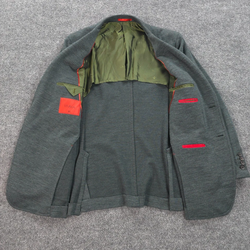 Isaia Blazer Mens 56 US 46 Green Base Cortina 100% Wool Italy Suit Sport Jacket - Image 4 of 4