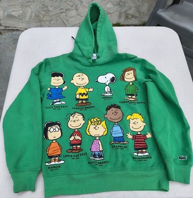 Unisex Green Lacoste x Peanuts Hooded Organic Cotton Pullover Sweatshirt