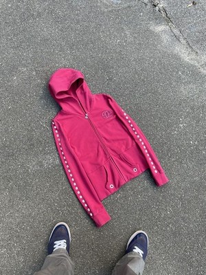 Vintage Ecko Red Y2K Rhinestone Zip Hoodie Pink Women Size S