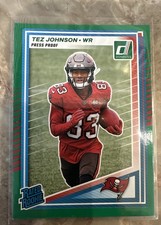 2025 Panini Donruss - Rated Rookie Tez Johnson #313 Press Proof Green (RC)