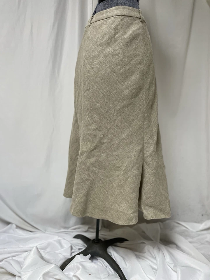 Falda Ralph Lauren Talla 16 Acampanada Larga Lino Forrada Cremallera Lateral Cierre 37” Cintura COMO NUEVA Foto 3 de 4