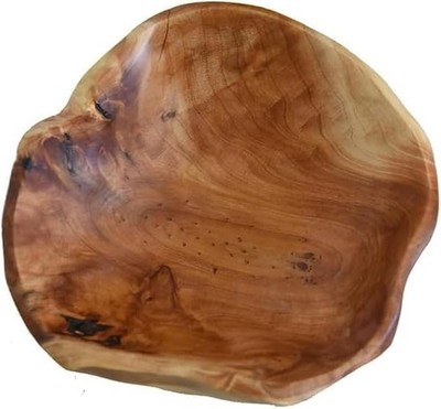 Natural Wooden Fruit Bowl, Natural Wooden Salad Bowl, Handmade Decorative Bow...