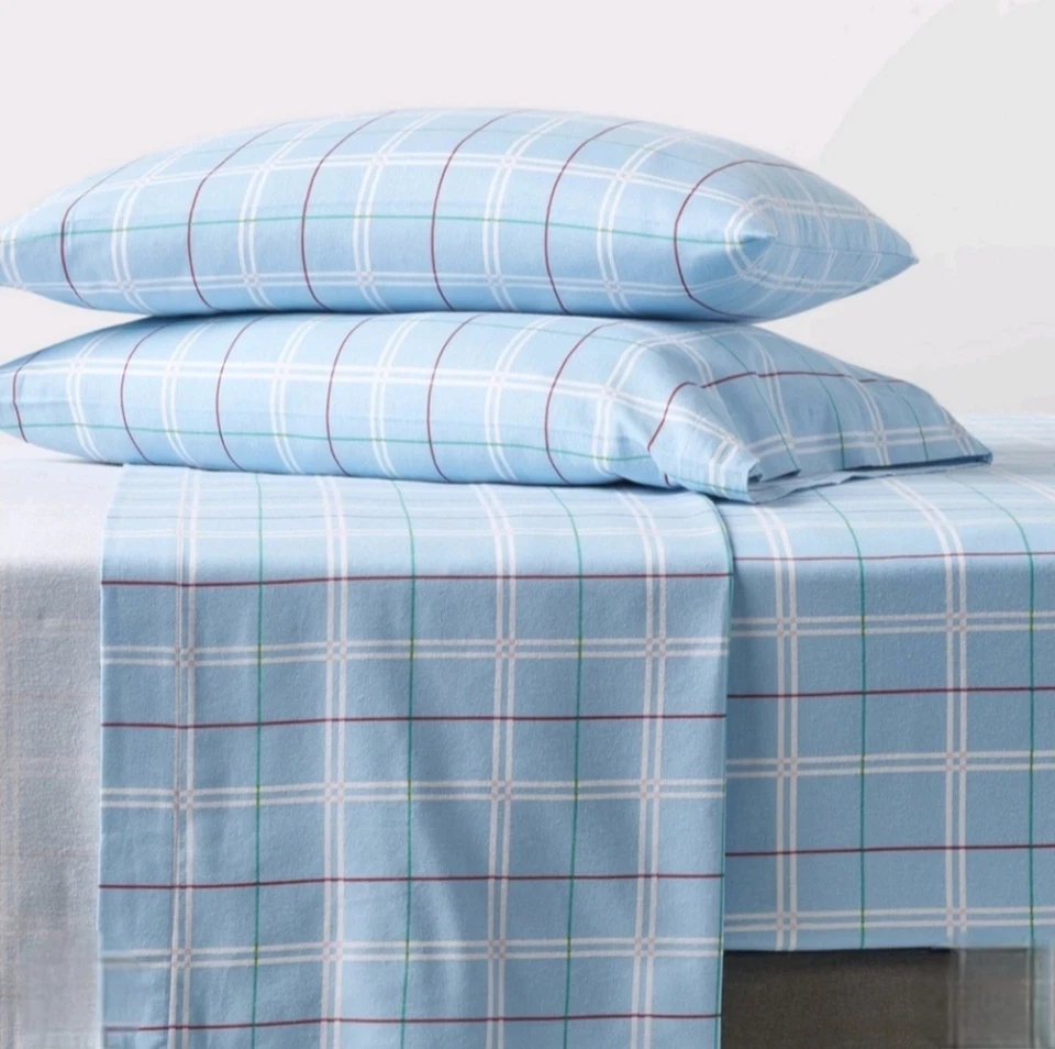 Nuevo con etiquetas Juego de sábanas de franela de Navidad de invierno Target Wondershop azul a cuadros, tamaño completo Foto 2 de 4