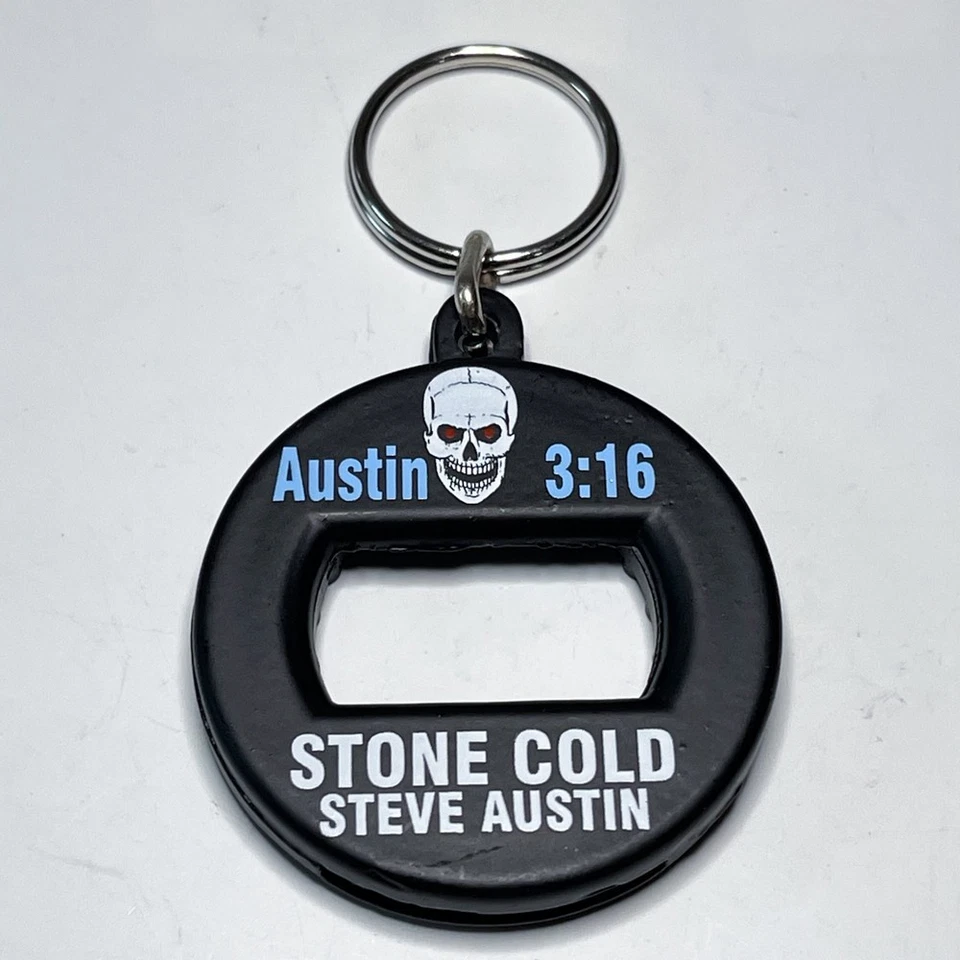 WWF Vintage STONE COLD BevKey Die-Cast Bottle Opener Keychain New Old Stock WWE - Image 2 of 4