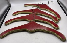 Clothes Hanger Hollywood Regency Red Gold Wood Heavy Set 4 Vintage Closet MCM
