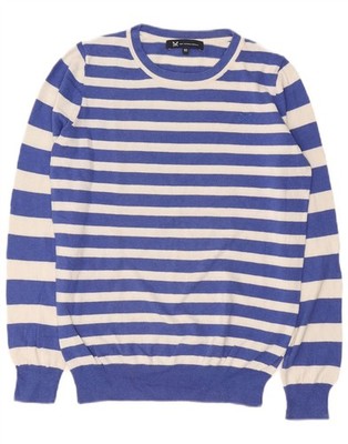 Crew Clothing Damen Pullover Pulli Rundhals UK 10 Small blau gestreift XH02