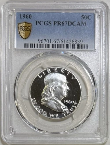 1960 Franklin Half Dollar PCGS PR67DCAM Silver Proof Coin 50C Gold Shield Secure