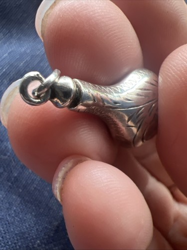 Sterling Silver Perfume Bottle Flask .925 Silver Etched Pendant Poison Bottle - Picture 11 of 21