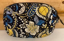 Vera Bradley Ellie Blue Medium Cosmetic Bag Retired Elephant Pattern BlackYellow