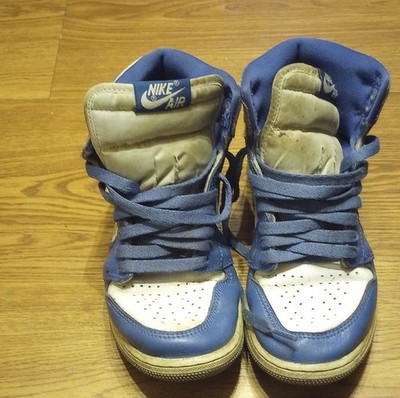 Nike Air Jordan 1 Retro High OG Blue White Lace Up High Top Rubber Outsole