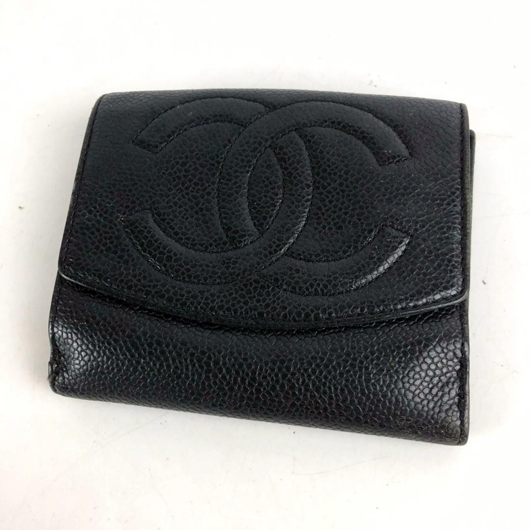 CHANEL Coco Mark Black Leather Wallet for Women RU682593