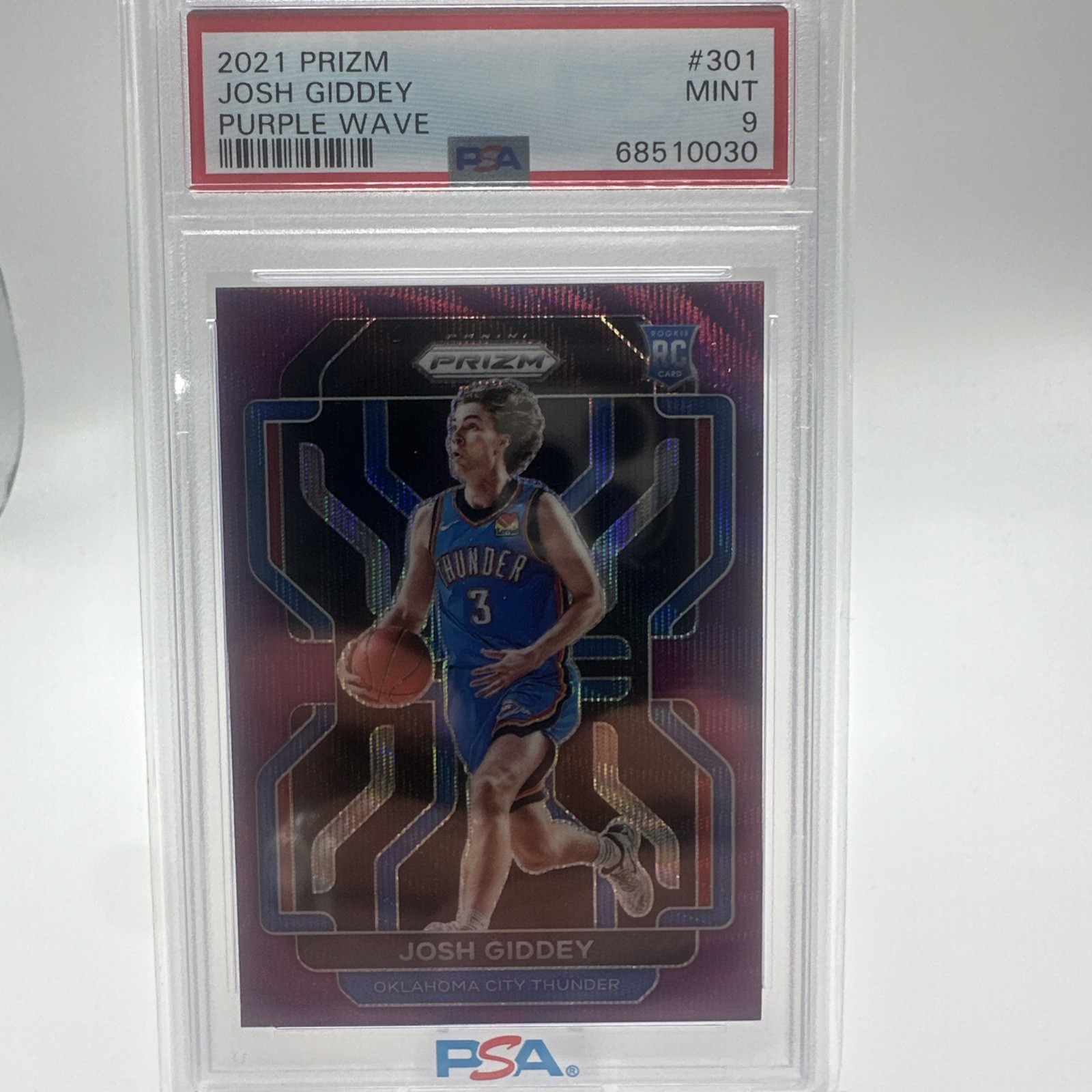 2021-22 Panini Prizm Josh Giddey Purple Wave Prizm Rookie #301 RC PSA 9 Mint