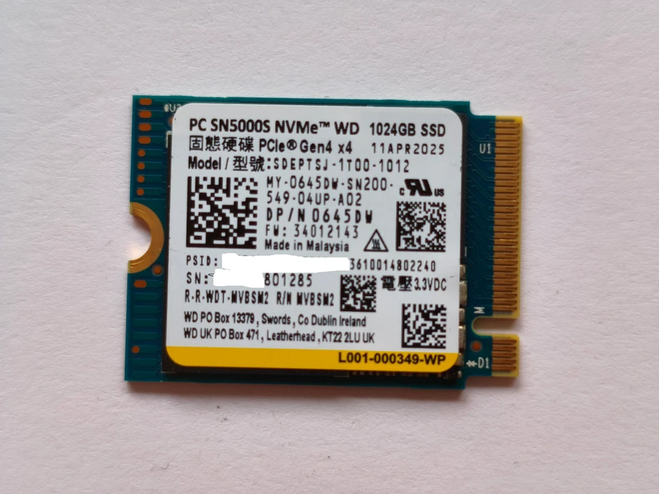 Western Digital PC SN5000S NVMe SSD - 1TB  M.2  2230