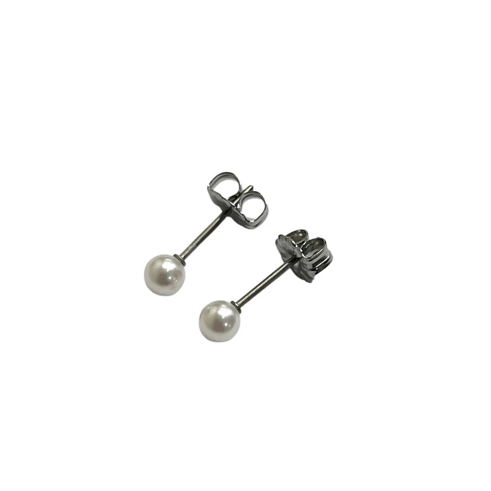 Aretes de perlas de bebé Akoya de 3,5-4 mm postes de titanio perlas japonesas genuinas Foto 2 de 4