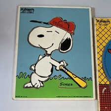 Vintage Playskool Wood Puzzle Lot Peanuts Snoopy Charlie Brown Wooden Puzzles