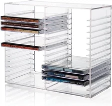 STORi Stackable Clear Plastic CD Organizer with Rubber Feet | 