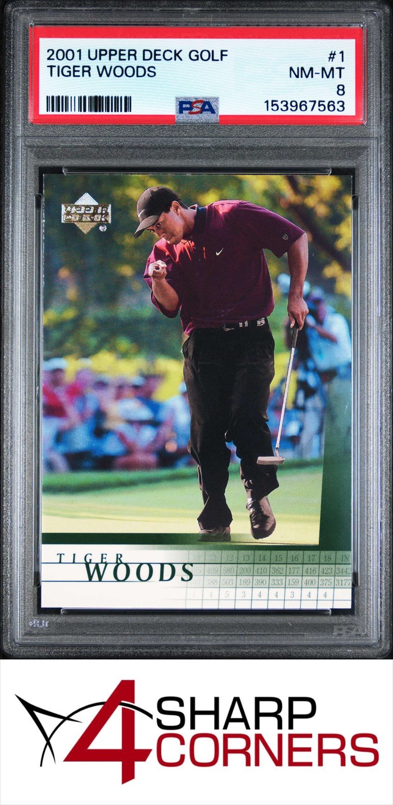 2001 UPPER DECK GOLF #1 TIGER WOODS RC HOF PSA 8 view 1
