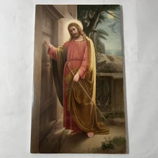Large KPM porcelain plaque Antique Jesus Knocking at Door tile Signed German