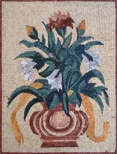 26" Handmade Marble Mosaic Flower Rose Vase Wall Art Home D cor