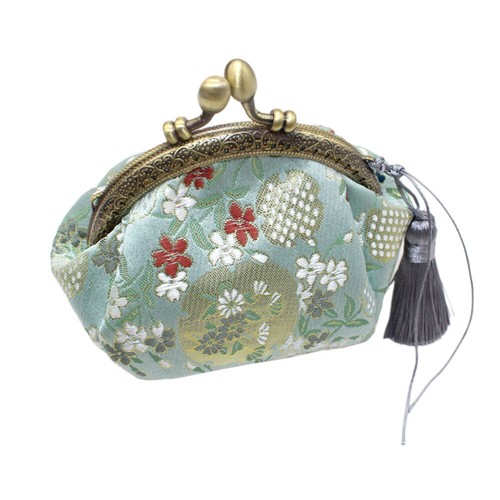 Light Green Vintage Embroidered Brocade Short Purse Retro Coin Bag Buckle Small eBay