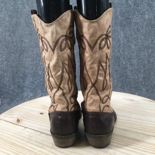 Coconuts Boots Womens 7 M Western Cowboy Mid Calf Pull On Almond Toe Beige Brown - Picture 9 of 16