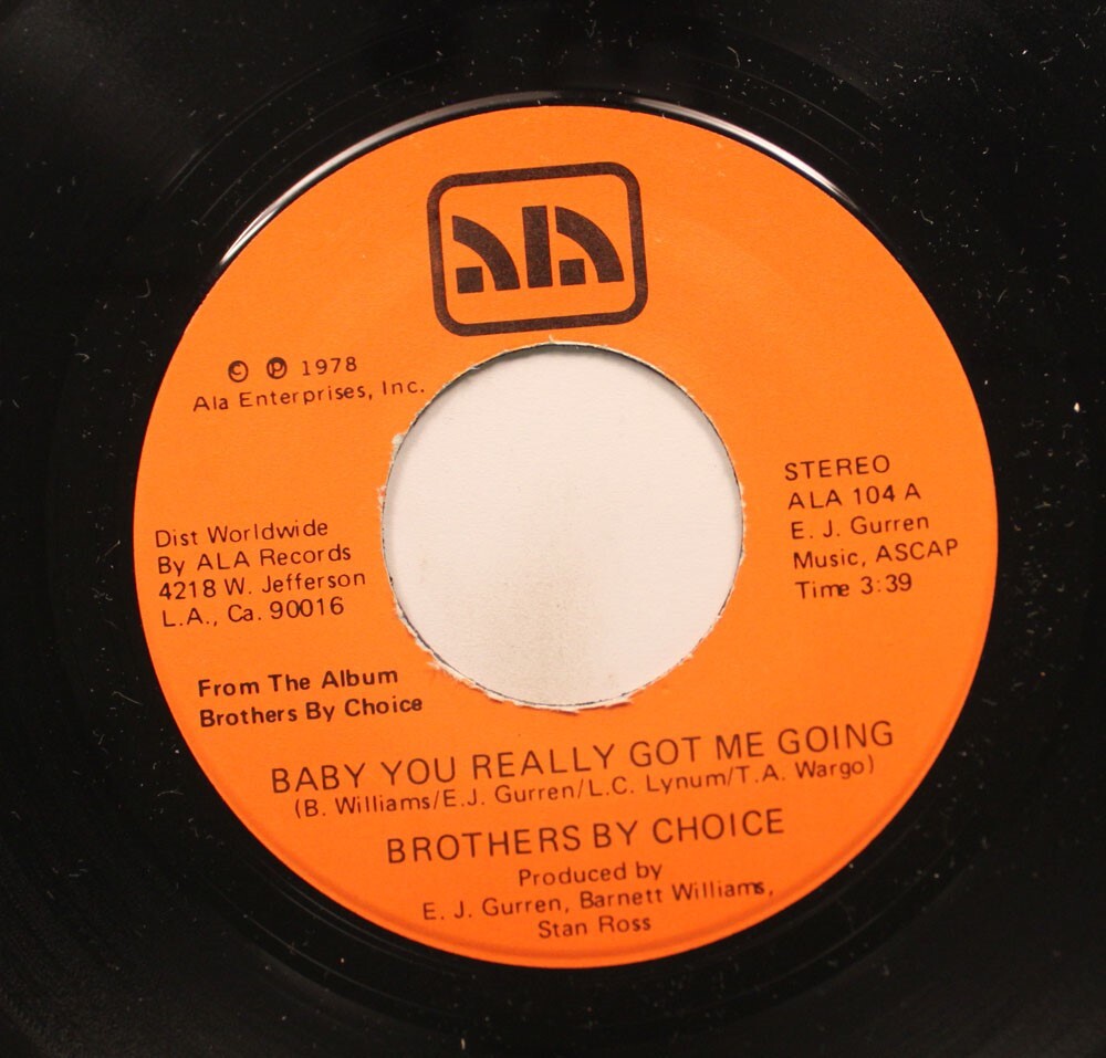 Northern Soul Nm! 45 Brothers By Choice - Baby You Really Got Me Going / Take A