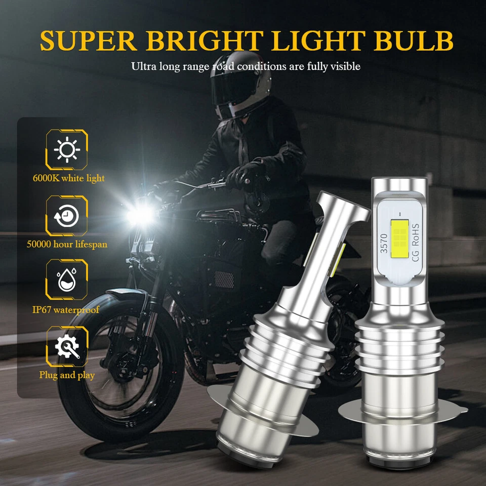 Bombilla de faro LED para Suzuki King Quad LTF4WDX LTF300F LTA700X100W H6M P15D  Foto 3 de 4