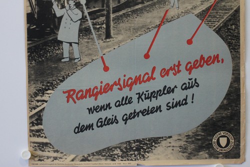 Plakat Deutsche Bahn Bundesbahn UNFALLVERHÜTUNGSBILD Rangierleiter Kuppler - Bild 4 von 7